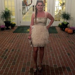 Size 8 Sue Wong Ostrich Feather Dress
